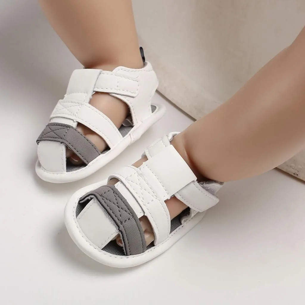 EnJoCho Shoe for Toddler,0-18M Infant Newborn Baby Boy Splicing Soft Sole Prewalker Sandals Single Shoes Crib Shoes (White, 6-12M)