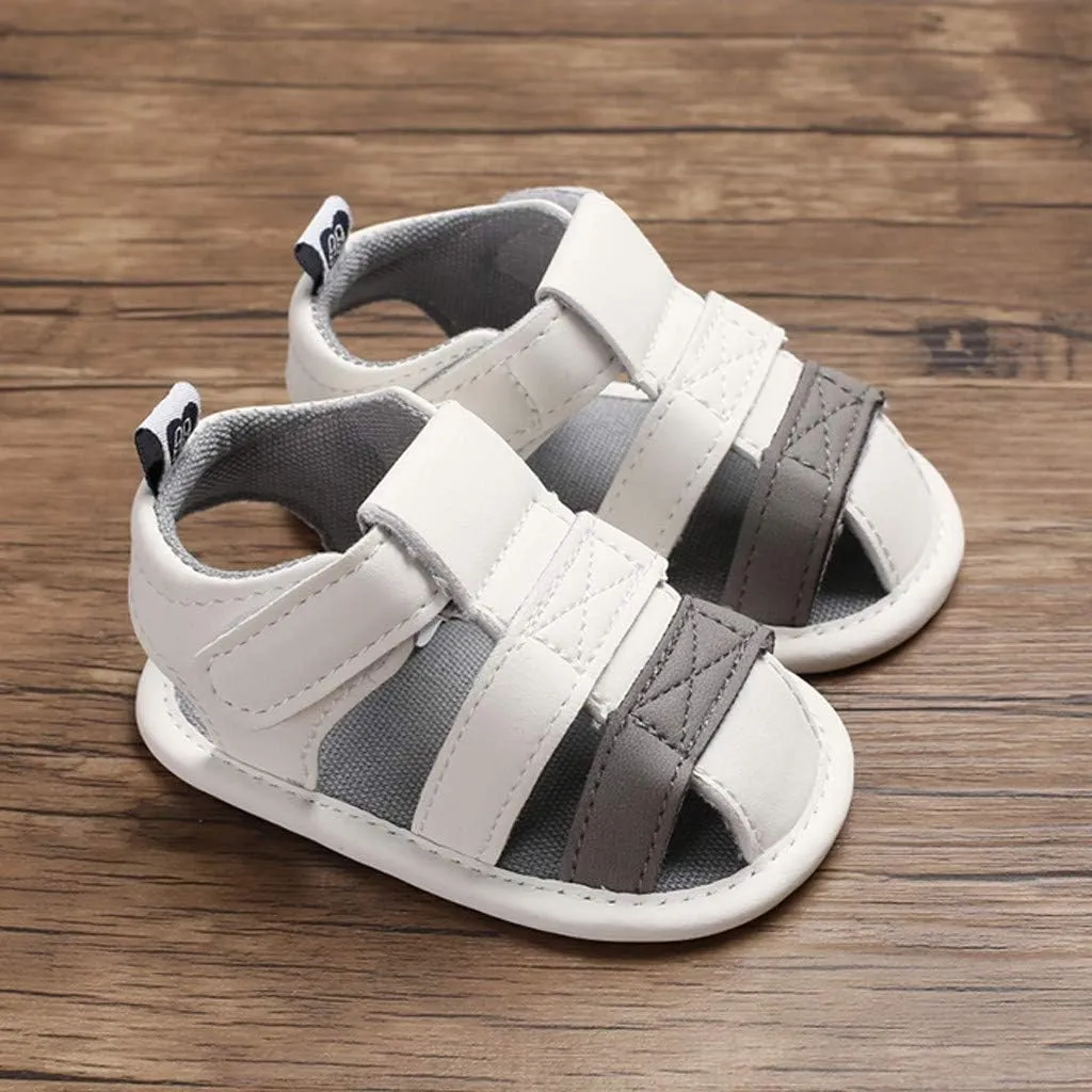 EnJoCho Shoe for Toddler,0-18M Infant Newborn Baby Boy Splicing Soft Sole Prewalker Sandals Single Shoes Crib Shoes (White, 6-12M)