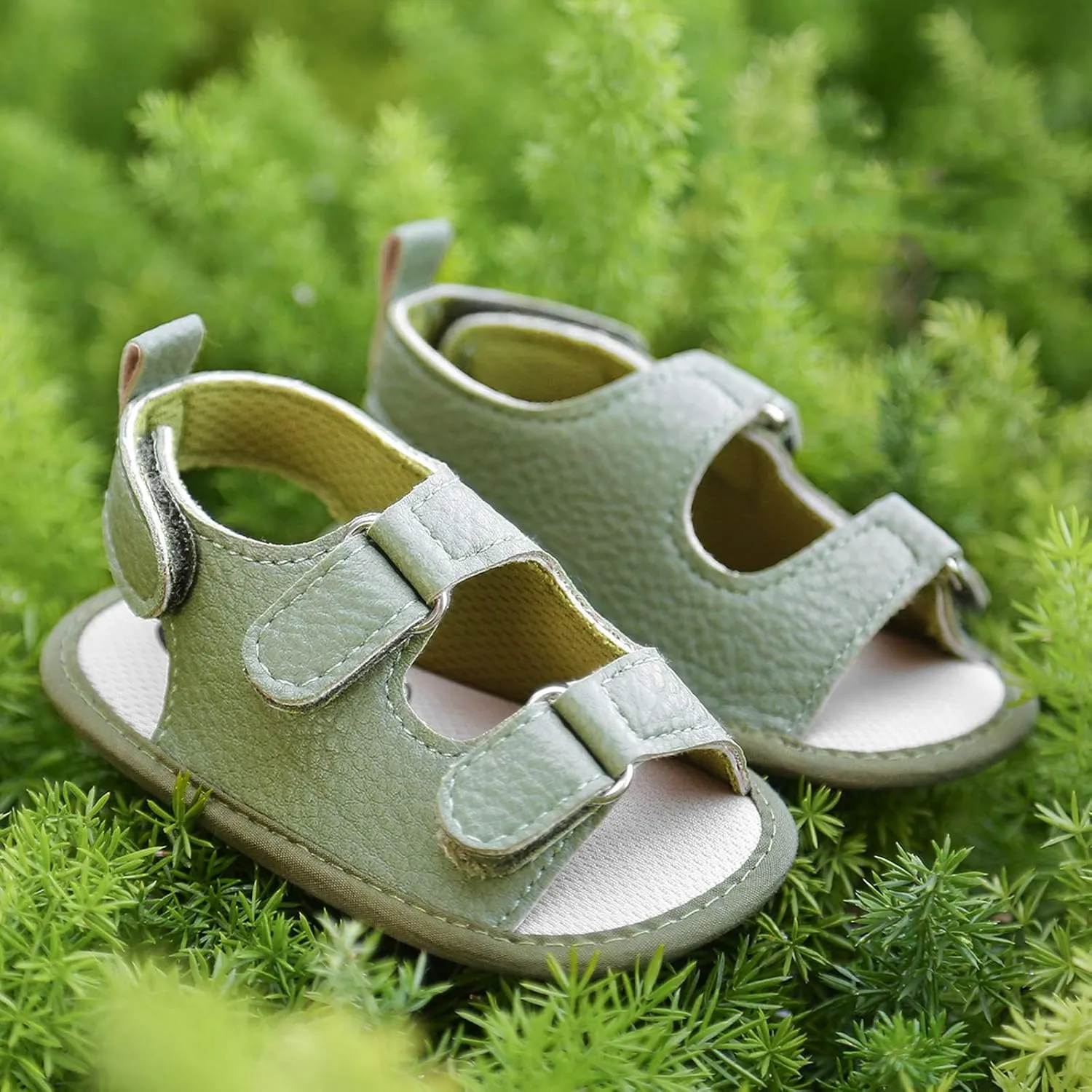 EnJoCho Soft Shoes Boys Sole Non-Slip Flat Prewalker Sandals Baby Walking Girls Rubber Baby Shoes for 0-18Months (Green, 0-6 Months)