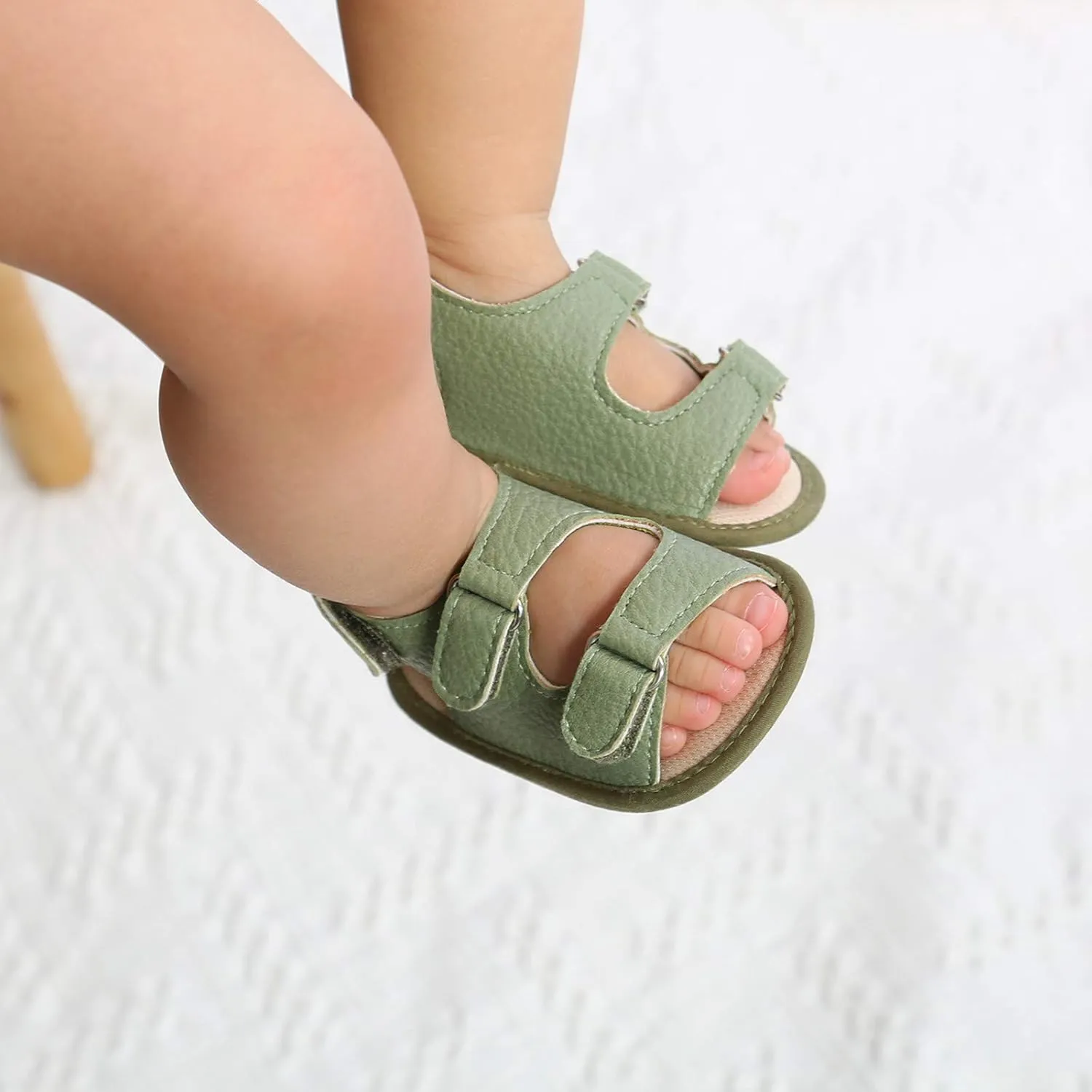EnJoCho Soft Shoes Boys Sole Non-Slip Flat Prewalker Sandals Baby Walking Girls Rubber Baby Shoes for 0-18Months (Green, 0-6 Months)