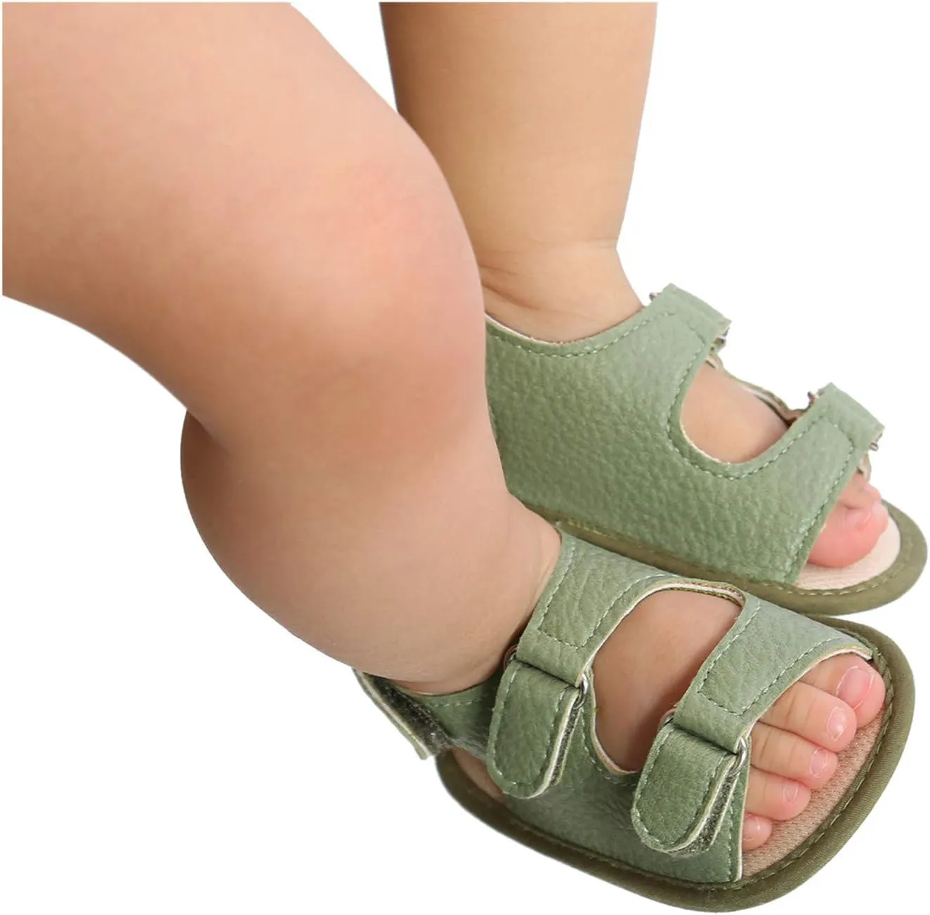 EnJoCho Soft Shoes Boys Sole Non-Slip Flat Prewalker Sandals Baby Walking Girls Rubber Baby Shoes for 0-18Months (Green, 0-6 Months)