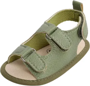 EnJoCho Soft Shoes Boys Sole Non-Slip Flat Prewalker Sandals Baby Walking Girls Rubber Baby Shoes for 0-18Months (Green, 0-6 Months)