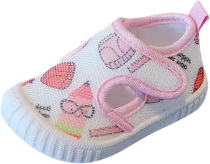 EnJoCho Spring Summer Baby Sneakers 0-15Months Newborn Baby Cute Boys Girls Canvas Letter First Walkers Soft Sole Shoes (a-Pink#DFG, 12Months)