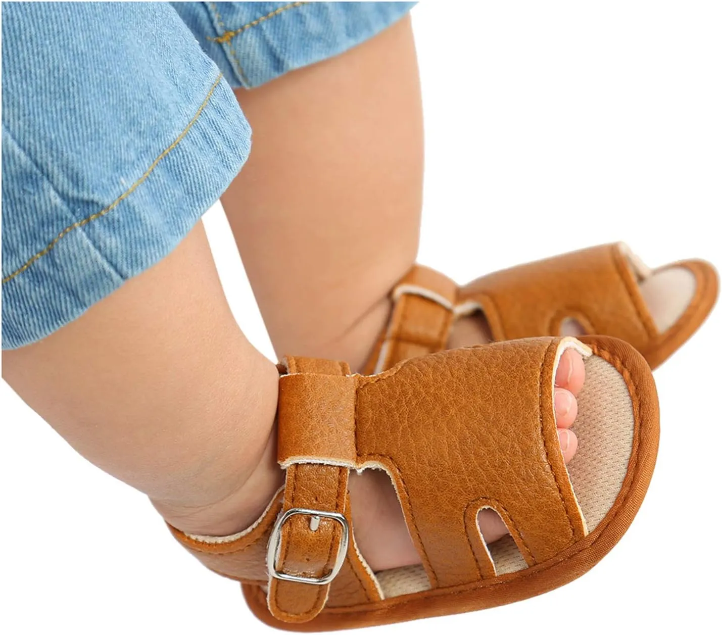 EnJoCho Tennis Shoes for Children Sandals Flat Boys Rubber Non-Slip Prewalker Soft Baby Walking Girls Sole Shoes Baby Shoes (Brown, 0-6 Months)