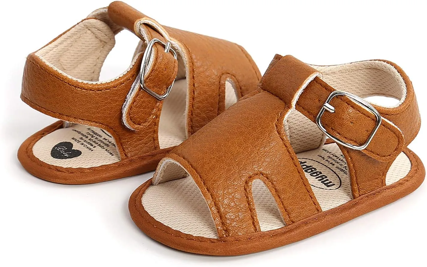 EnJoCho Tennis Shoes for Children Sandals Flat Boys Rubber Non-Slip Prewalker Soft Baby Walking Girls Sole Shoes Baby Shoes (Brown, 0-6 Months)