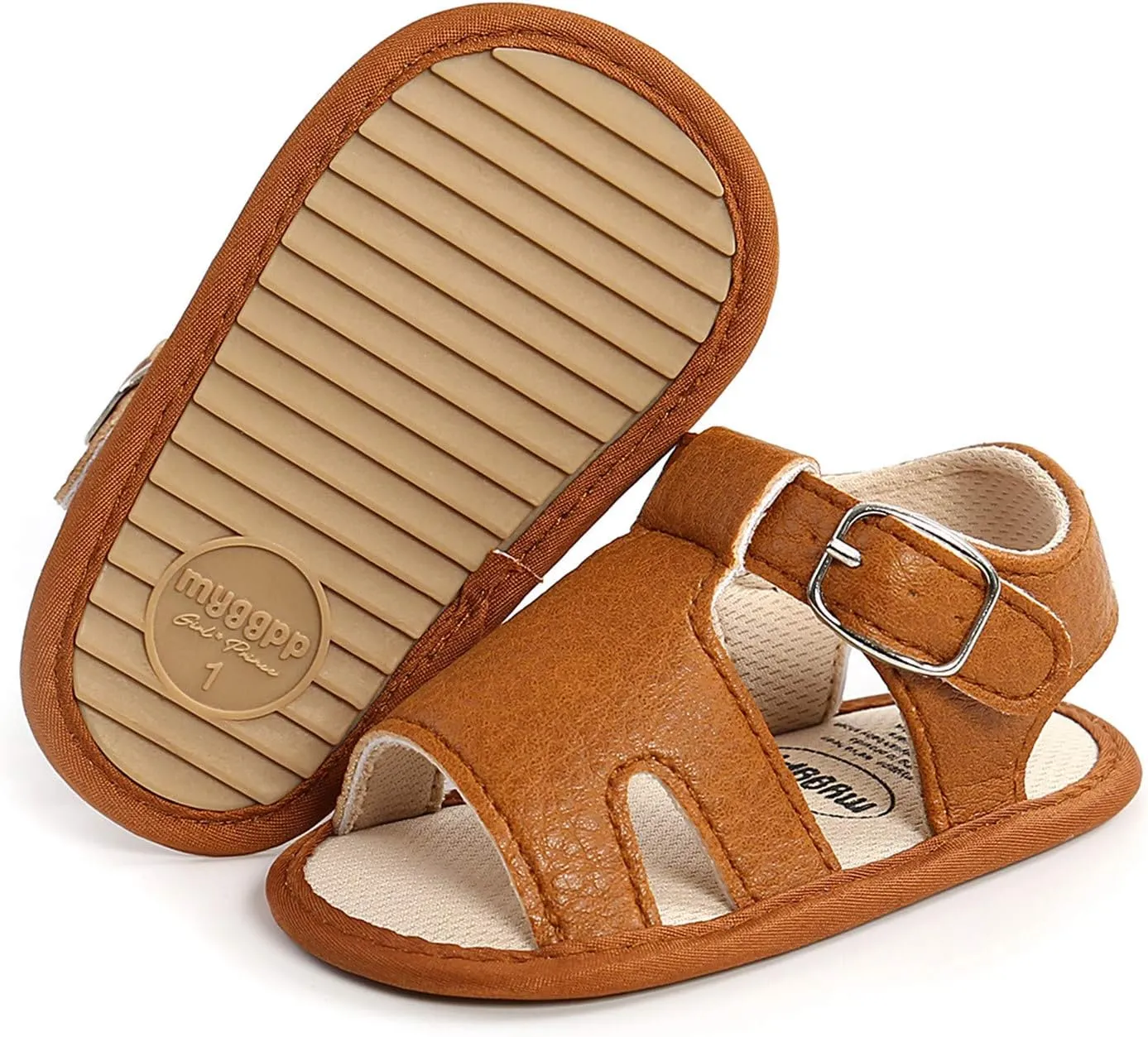 EnJoCho Tennis Shoes for Children Sandals Flat Boys Rubber Non-Slip Prewalker Soft Baby Walking Girls Sole Shoes Baby Shoes (Brown, 0-6 Months)
