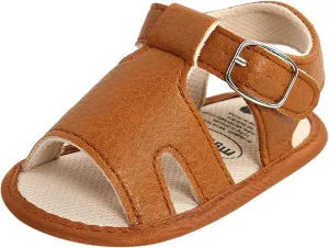 EnJoCho Tennis Shoes for Children Sandals Flat Boys Rubber Non-Slip Prewalker Soft Baby Walking Girls Sole Shoes Baby Shoes (Brown, 0-6 Months)