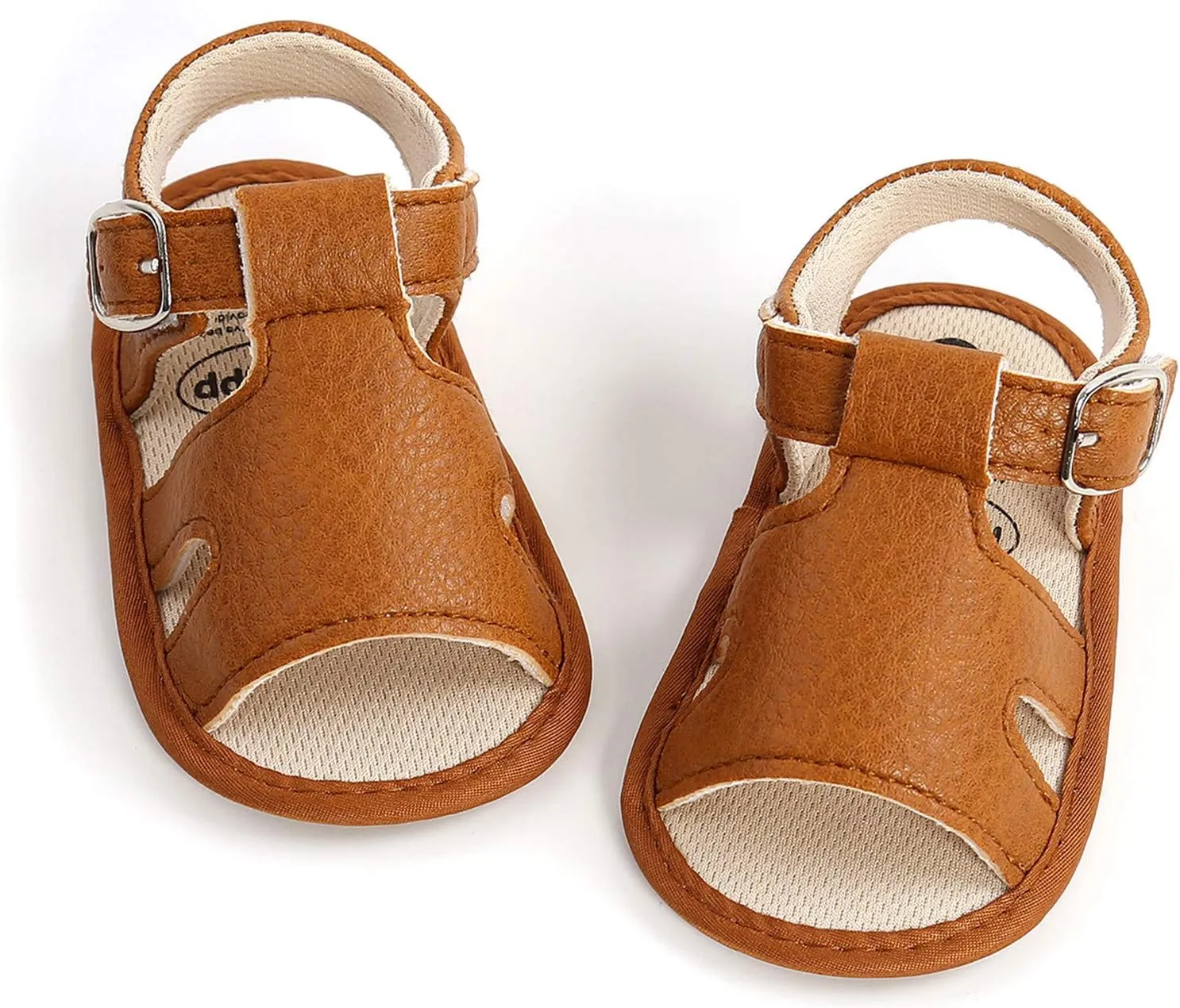 EnJoCho Tennis Shoes for Children Sandals Flat Boys Rubber Non-Slip Prewalker Soft Baby Walking Girls Sole Shoes Baby Shoes (Brown, 0-6 Months)