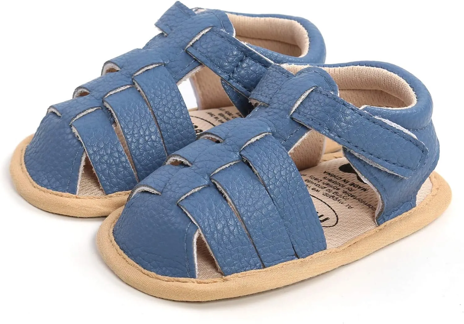EnJoCho Toddler First Walker Shoes,0-18M Baby Boys Girls Sandals Soft Non-Slip Rubber Sole Prewalker Flat Walking Shoes (Blue-06#A, 12-18 Months)