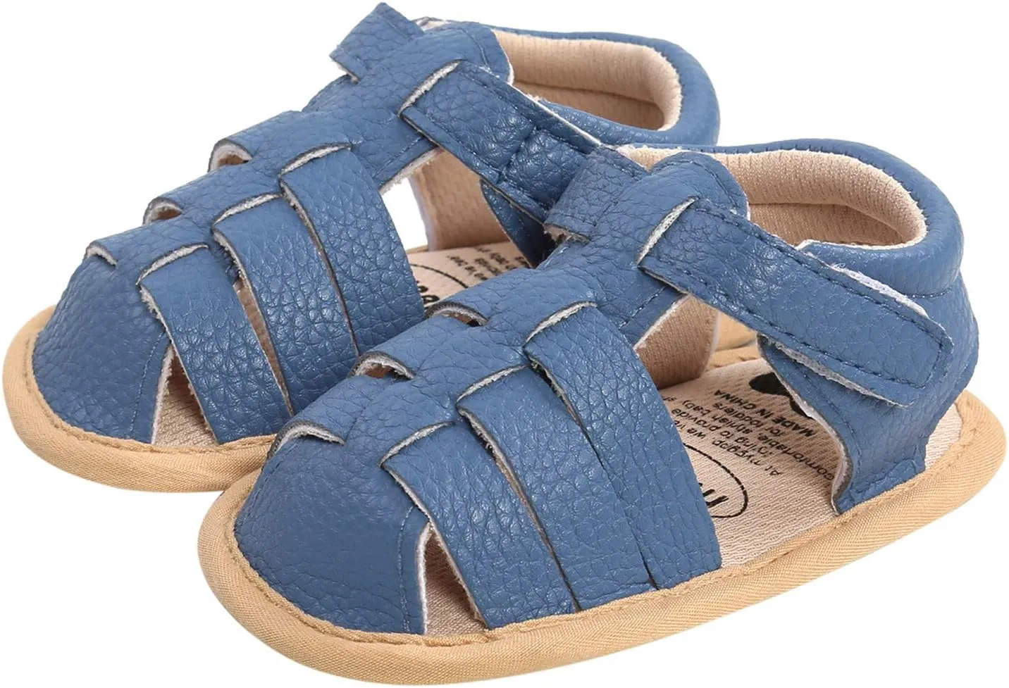 EnJoCho Toddler First Walker Shoes,0-18M Baby Boys Girls Sandals Soft Non-Slip Rubber Sole Prewalker Flat Walking Shoes (Blue-06#A, 12-18 Months)