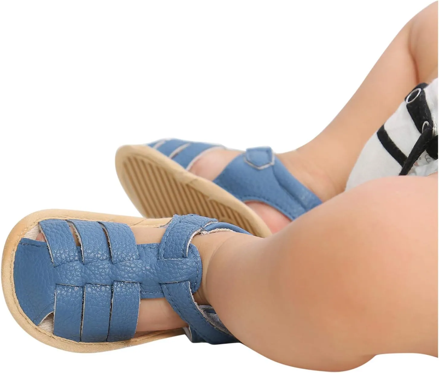 EnJoCho Toddler First Walker Shoes,0-18M Baby Boys Girls Sandals Soft Non-Slip Rubber Sole Prewalker Flat Walking Shoes (Blue-06#A, 12-18 Months)