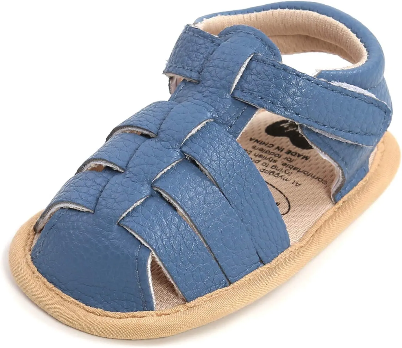 EnJoCho Toddler First Walker Shoes,0-18M Baby Boys Girls Sandals Soft Non-Slip Rubber Sole Prewalker Flat Walking Shoes (Blue-06#A, 12-18 Months)