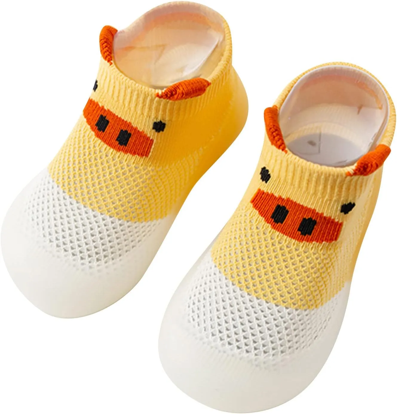 EnJoCho Toddler Sport Shoes Shoes Kids Rubber Soft Anklet Sole Girls Breathable Summer 0-36Months Baby Cartoon Toddler Socks (Yellow, 5-8 Months)
