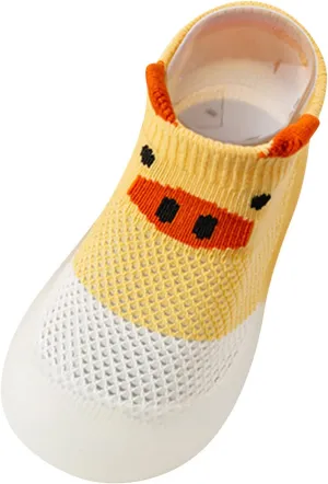 EnJoCho Toddler Sport Shoes Shoes Kids Rubber Soft Anklet Sole Girls Breathable Summer 0-36Months Baby Cartoon Toddler Socks (Yellow, 5-8 Months)