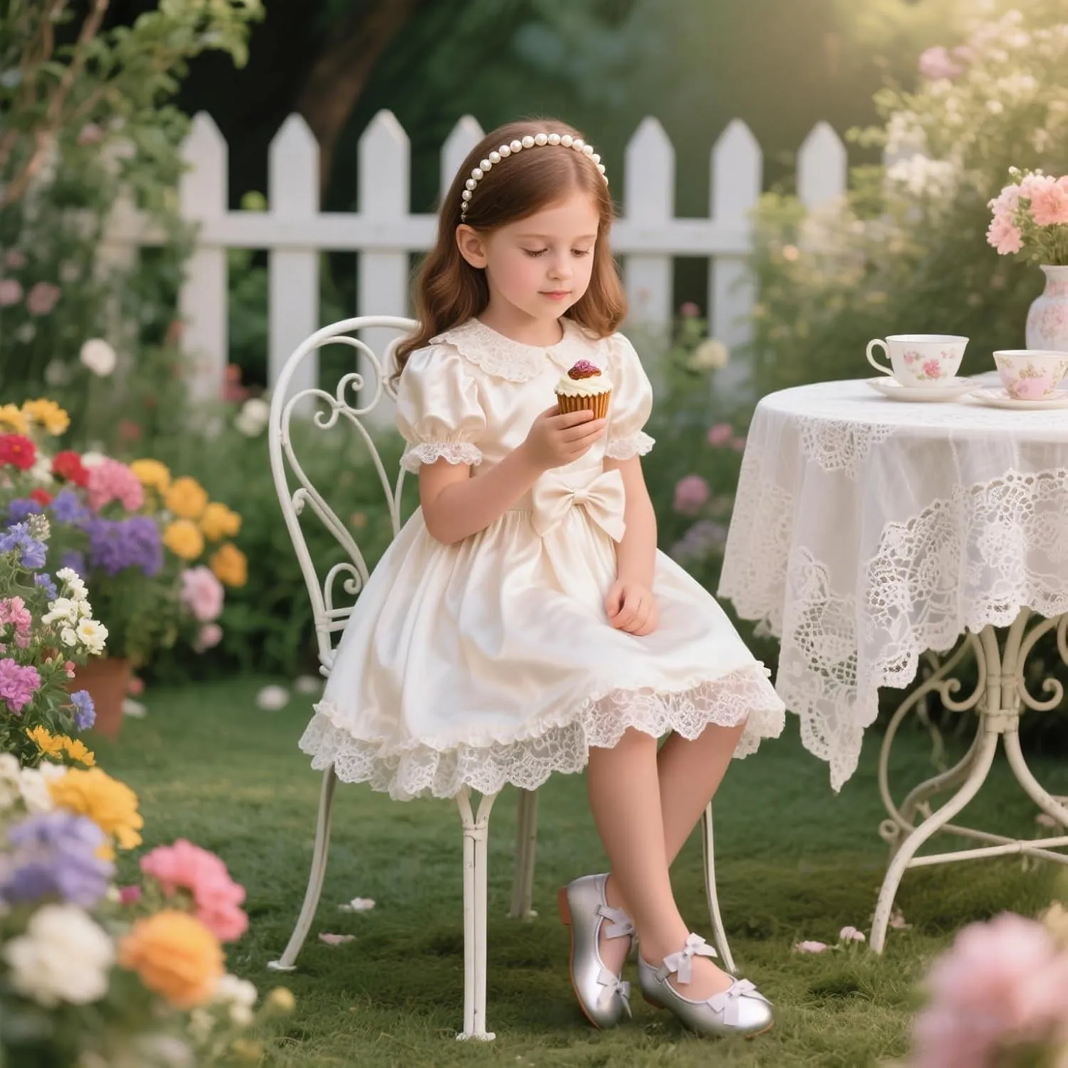 ESTINE Toddler/Little Kid Girls Dress Mary Jane Flats Flowers Fashion Princess Ballet Shoes