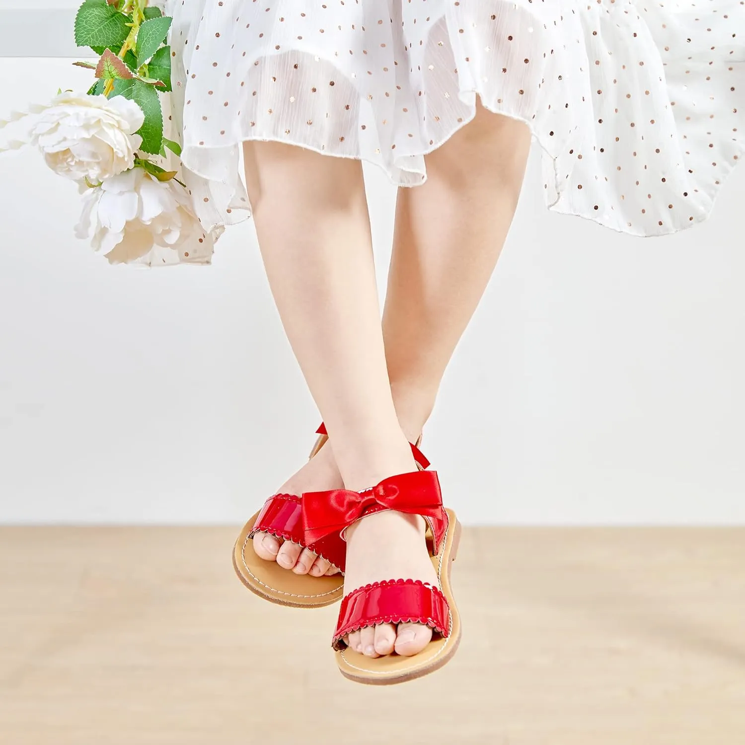 Felix & Flora Toddler Girl Sandals - Flower Girl Dress Shoes Open Toe Little Kid Summer Flats