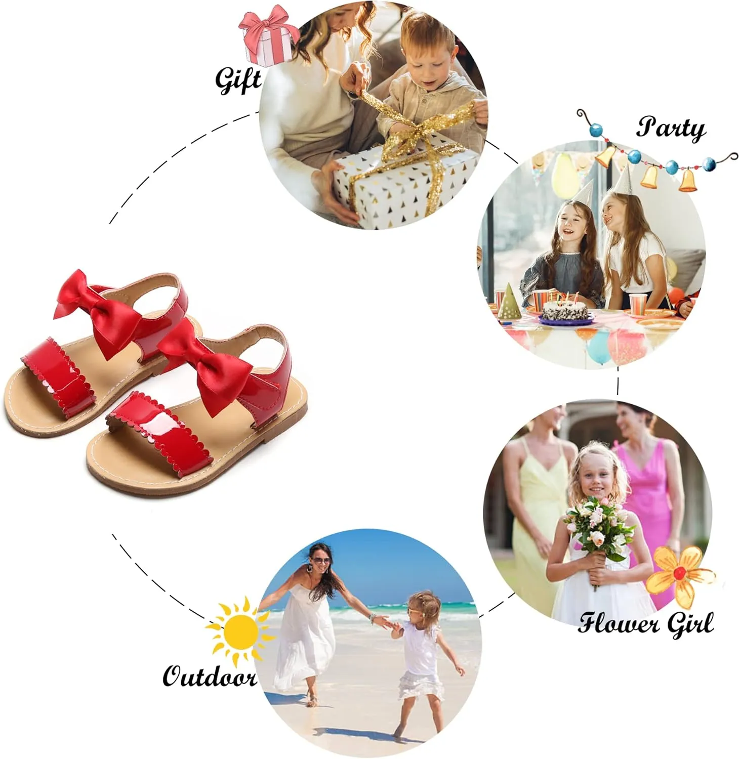 Felix & Flora Toddler Girl Sandals - Flower Girl Dress Shoes Open Toe Little Kid Summer Flats