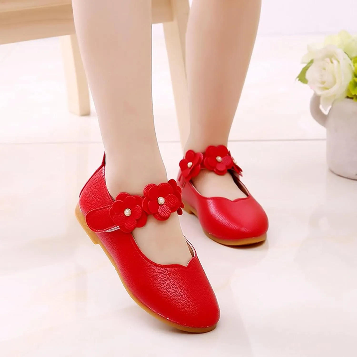First Walking Shoes for Baby Girls Dance Flower Shoes Student Soft Solid Children Baby Girls Single Kid Baby Shoes Toddler Girl Walking Shoes 5