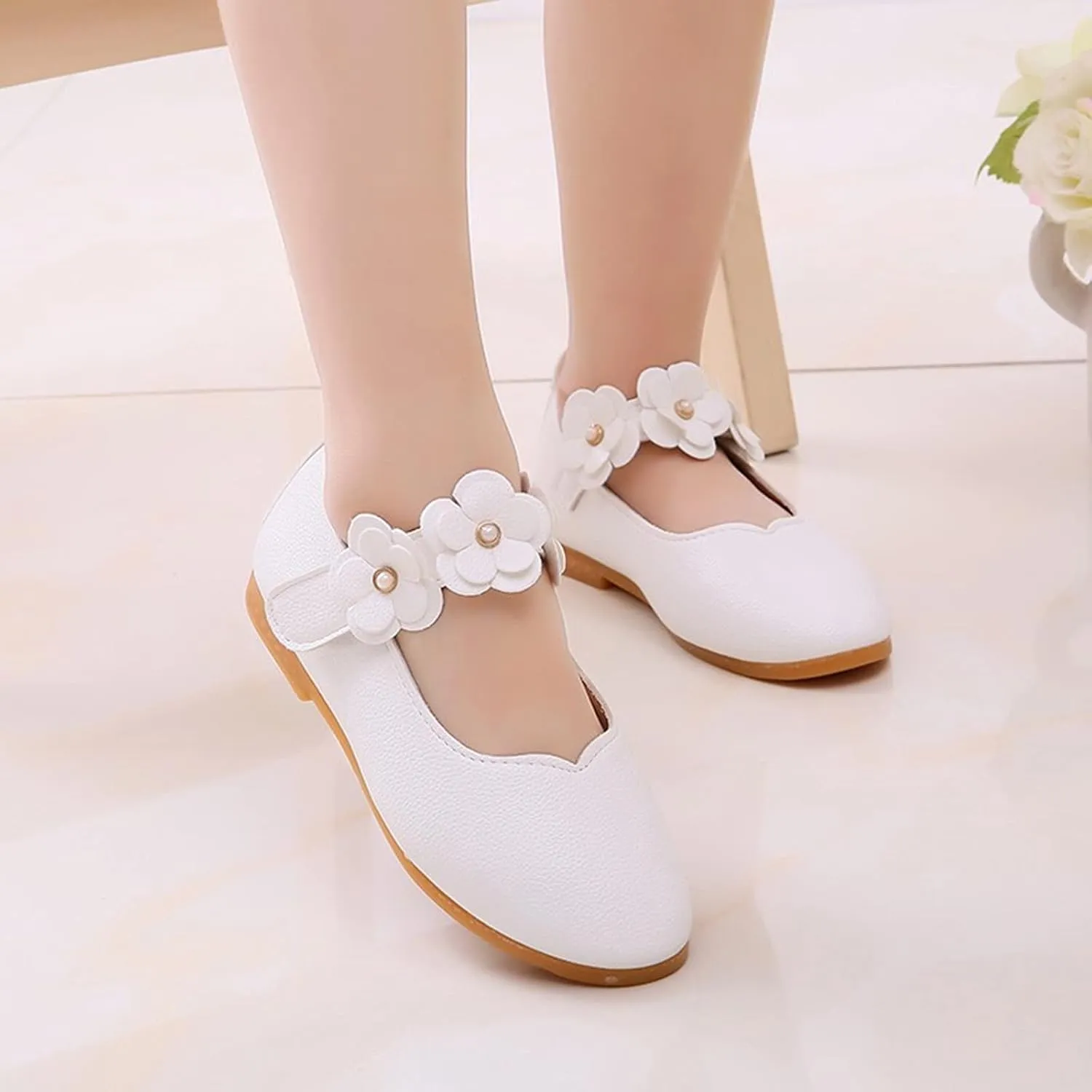 First Walking Shoes for Baby Girls Dance Flower Shoes Student Soft Solid Children Baby Girls Single Kid Baby Shoes Toddler Girl Walking Shoes 5
