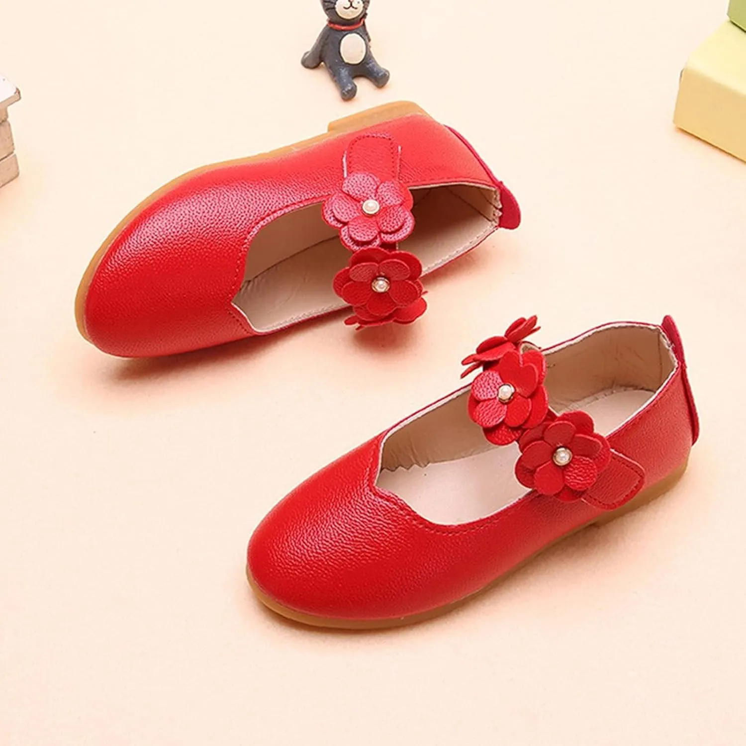 First Walking Shoes for Baby Girls Dance Flower Shoes Student Soft Solid Children Baby Girls Single Kid Baby Shoes Toddler Girl Walking Shoes 5