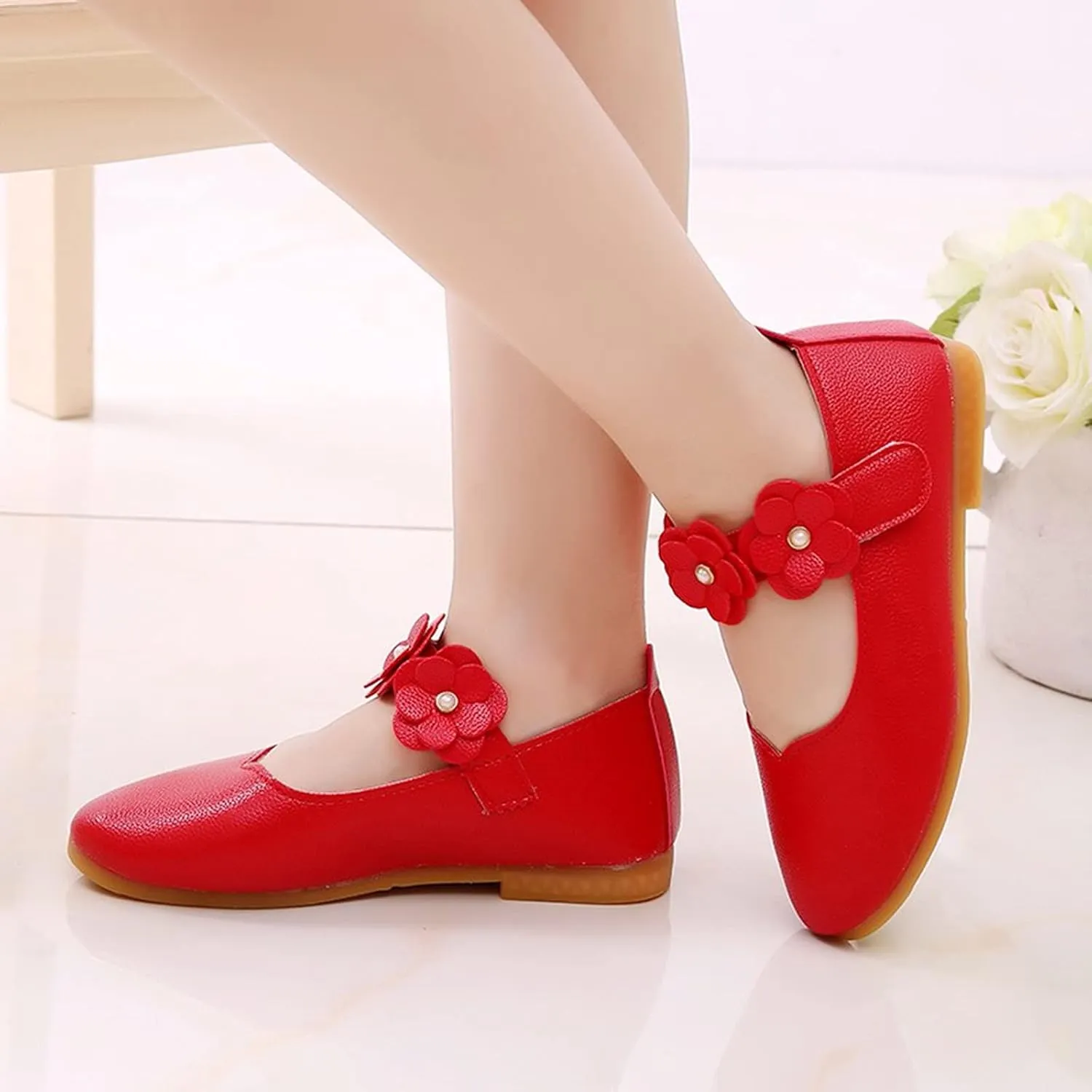 First Walking Shoes for Baby Girls Dance Flower Shoes Student Soft Solid Children Baby Girls Single Kid Baby Shoes Toddler Girl Walking Shoes 5