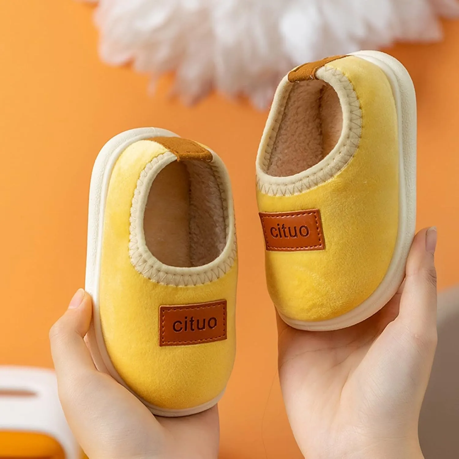 Fleece Shoes Baby Childrens Girl Cotton Shoes Solid Color Fashion Soft Sole Winter Warm Indoor Non Slip Cotton Shoes Lace up Sandals Baby Girl