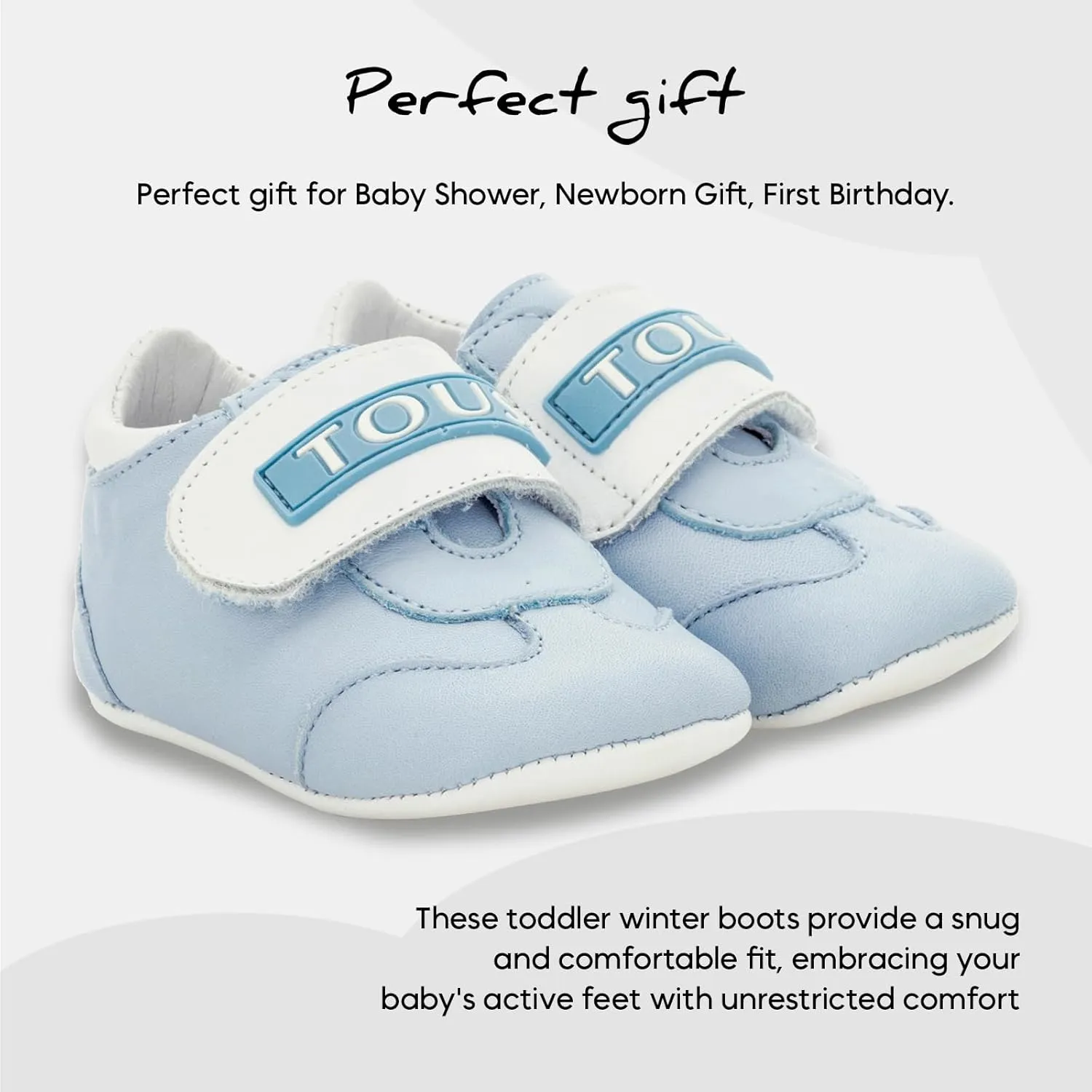 Gift Collection Infant Sneakers, Baby Booties, Non-Slip Soled First Walker Baby Trainers with Velcro Strap. Great Gift from The Gift Collection