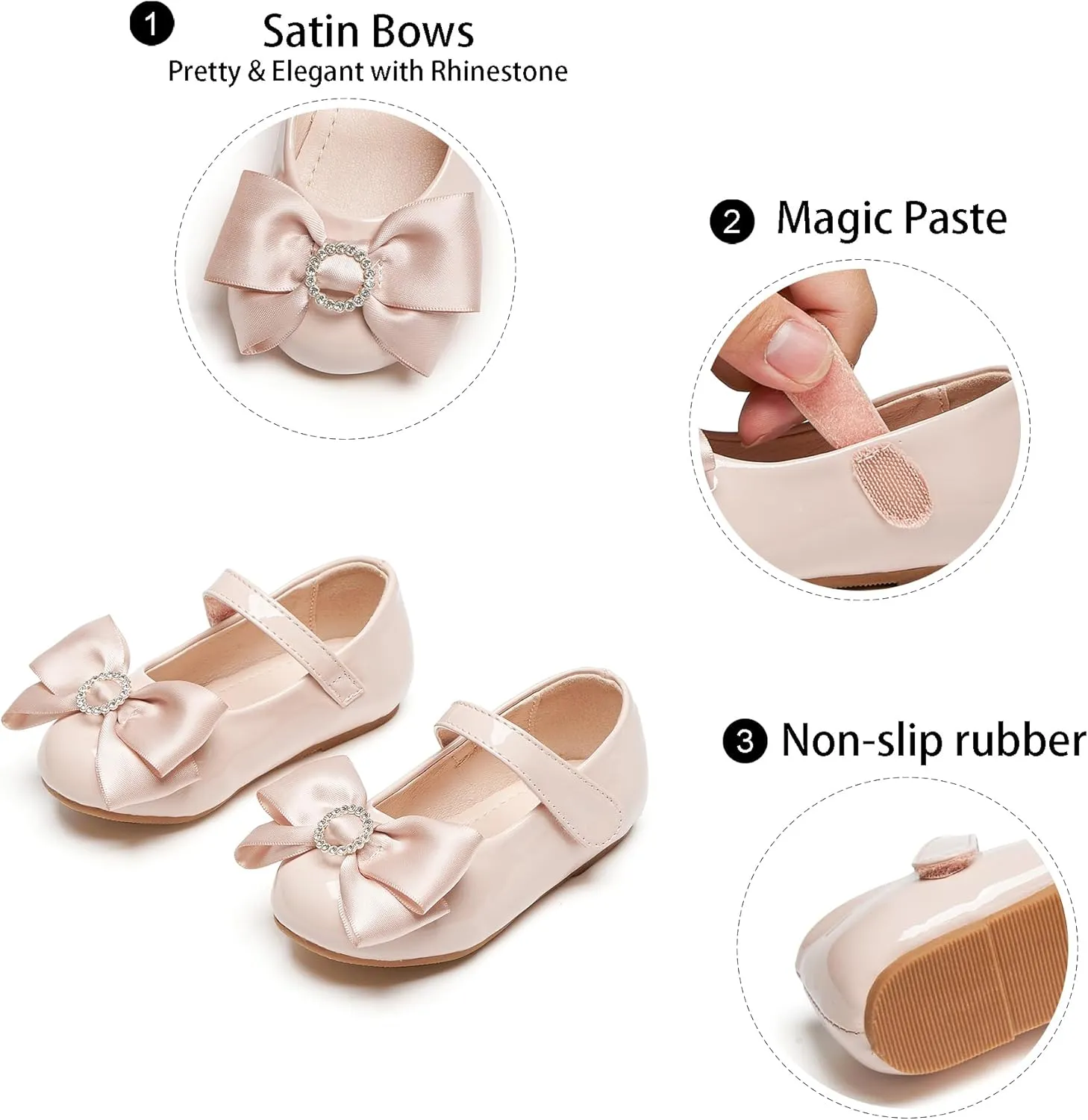 GINFIVE Toddler Girls Dress Shoes Mary Janes Ballerina Flats for Girls Shoes Toddler