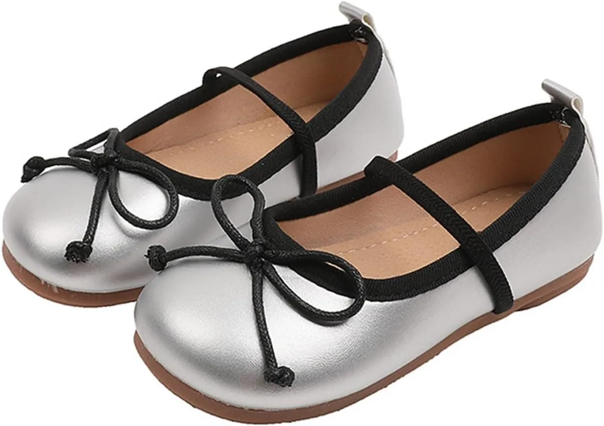 Girls Dress Shoes Flower Girl Shoes Mary Jane Ballet Flats Bow Wedding Party Communion Shoes Baby Dress Shoes Girl