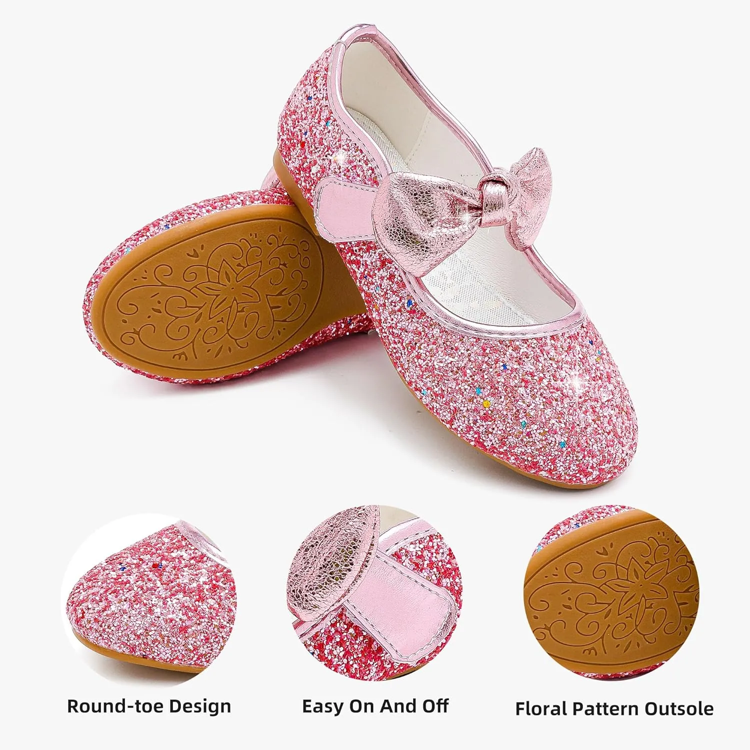 Girls Dress Shoes Toddler Girl Flats Low Heel Princess Wedding Shoes for Little Big Kids