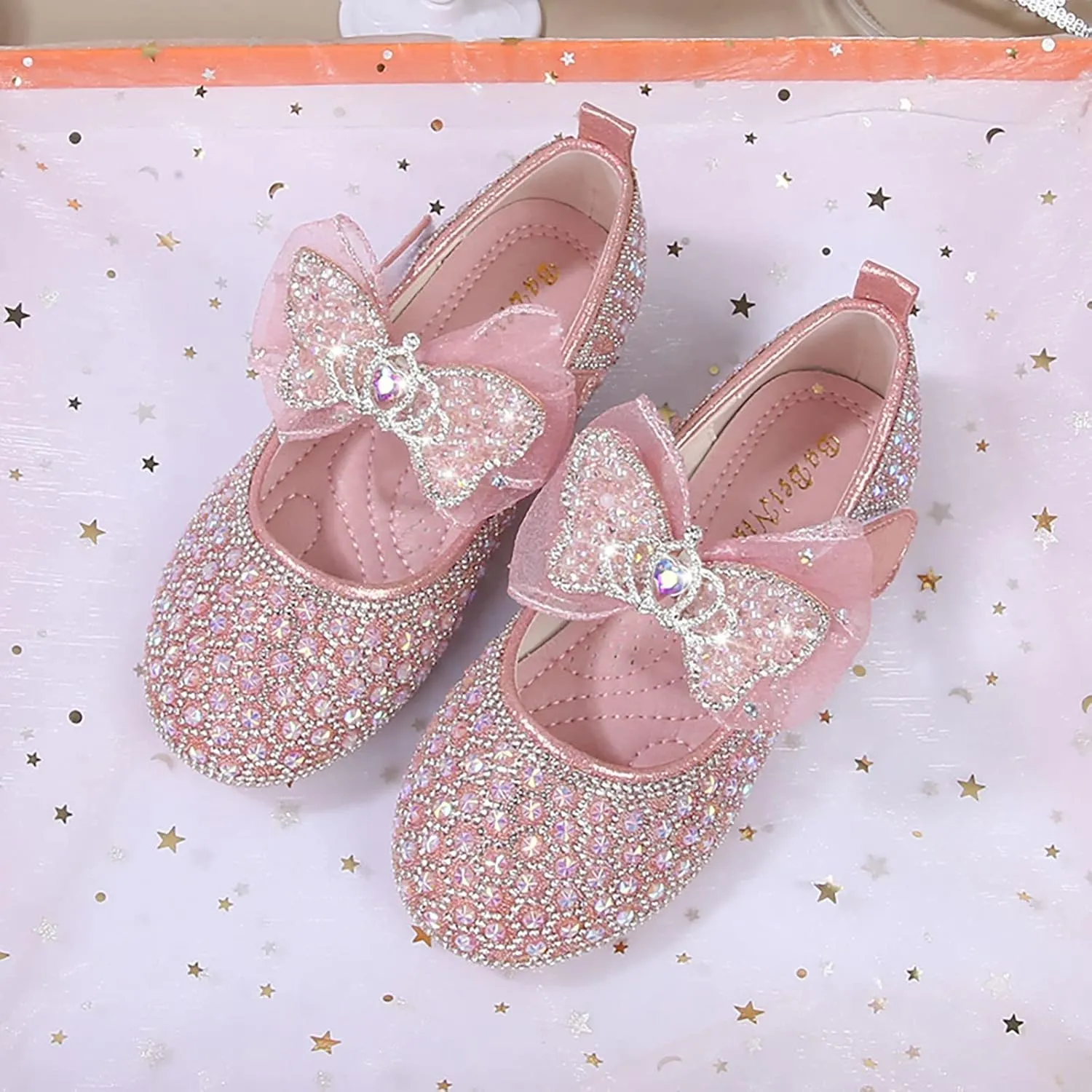 Girls Flat Sole Shoes Children Shoes Spring And Autumn Rhinestone Soft Bottom Baby Shoes Bowknot Small Leather