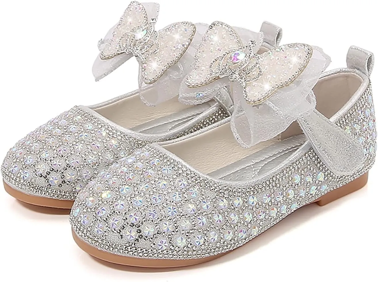 Girls Flat Sole Shoes Children Shoes Spring And Autumn Rhinestone Soft Bottom Baby Shoes Bowknot Small Leather