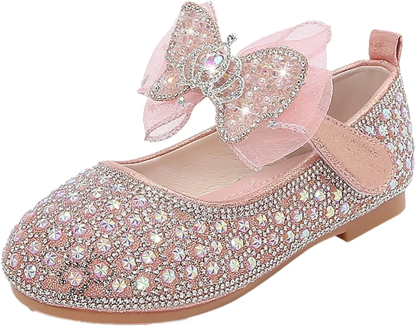 Girls Flat Sole Shoes Children Shoes Spring And Autumn Rhinestone Soft Bottom Baby Shoes Bowknot Small Leather