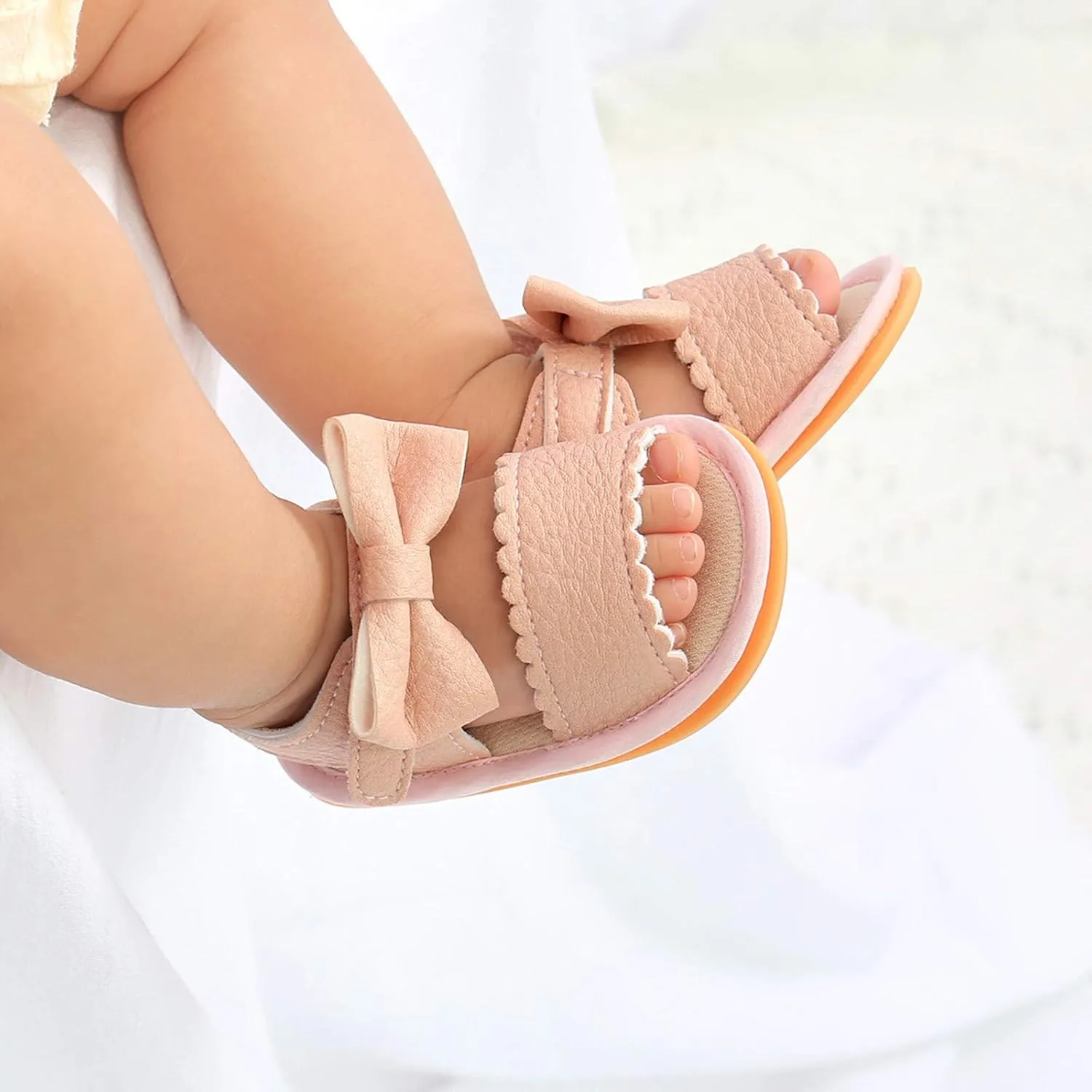 Girls Non-Slip Walking Shoes Baby Bow Boys Sandals Rubber Flat Soft Summer Sole Baby Shoes Baby Girl Boots