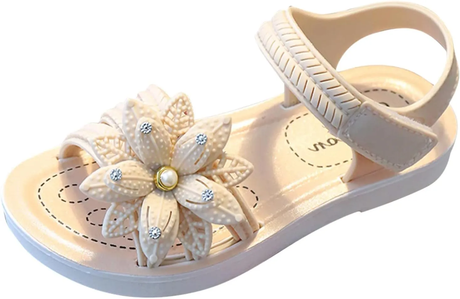 Girls' Sandals Open Toe Flower School Dress Shoes Anti-Slip Round Toe Rubber Flat Sandal For Toddler Kids
