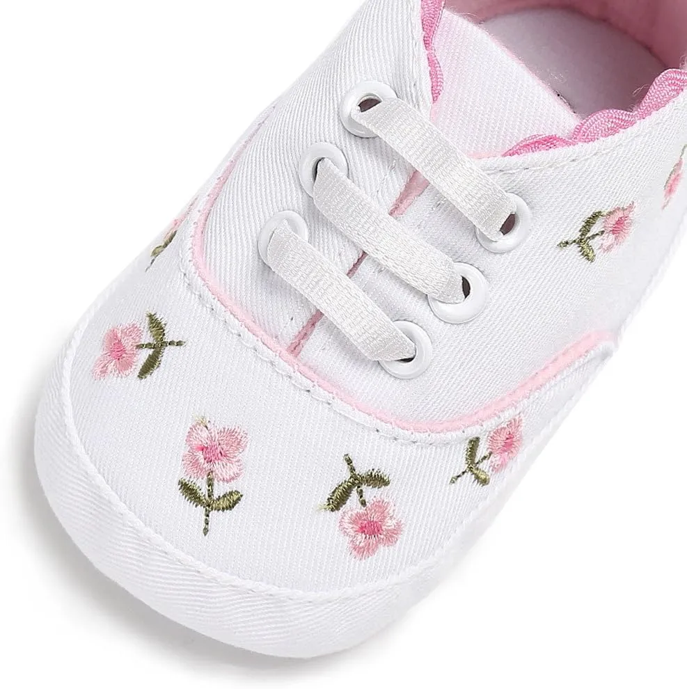 Girls Slip on Wide Shoes Infant Soft Crib Sole Baby Girls Shoes Anti-Slip Canvas Boys Casual Shoes Size 4