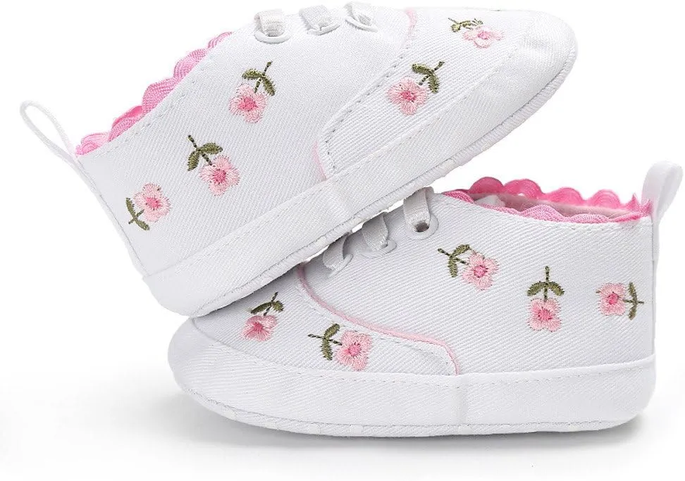 Girls Slip on Wide Shoes Infant Soft Crib Sole Baby Girls Shoes Anti-Slip Canvas Boys Casual Shoes Size 4