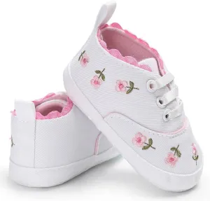 Girls Slip on Wide Shoes Infant Soft Crib Sole Baby Girls Shoes Anti-Slip Canvas Boys Casual Shoes Size 4