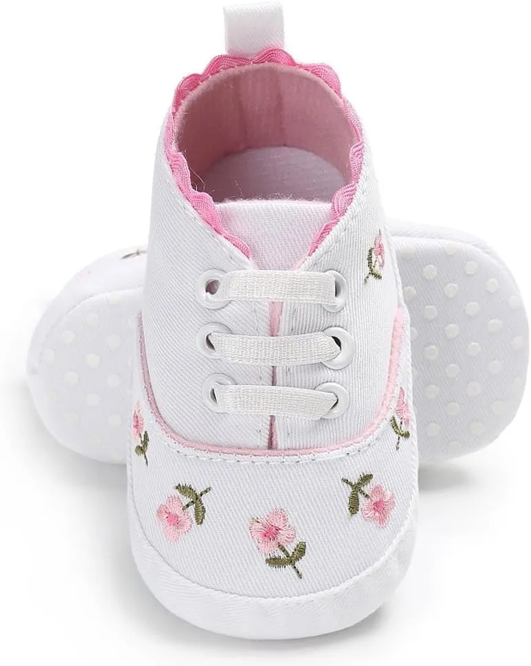Girls Slip on Wide Shoes Infant Soft Crib Sole Baby Girls Shoes Anti-Slip Canvas Boys Casual Shoes Size 4