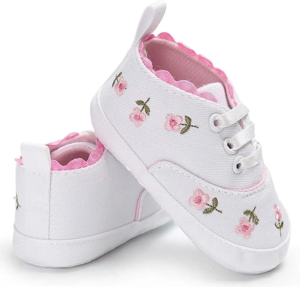 Girls Slip on Wide Shoes Infant Soft Crib Sole Baby Girls Shoes Anti-Slip Canvas Boys Casual Shoes Size 4