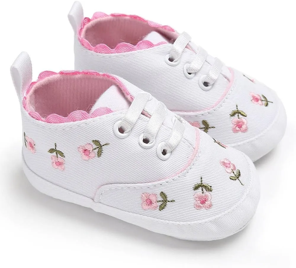 Girls Slip on Wide Shoes Infant Soft Crib Sole Baby Girls Shoes Anti-Slip Canvas Boys Casual Shoes Size 4