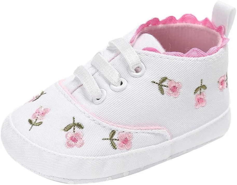 Girls Slip on Wide Shoes Infant Soft Crib Sole Baby Girls Shoes Anti-Slip Canvas Boys Casual Shoes Size 4