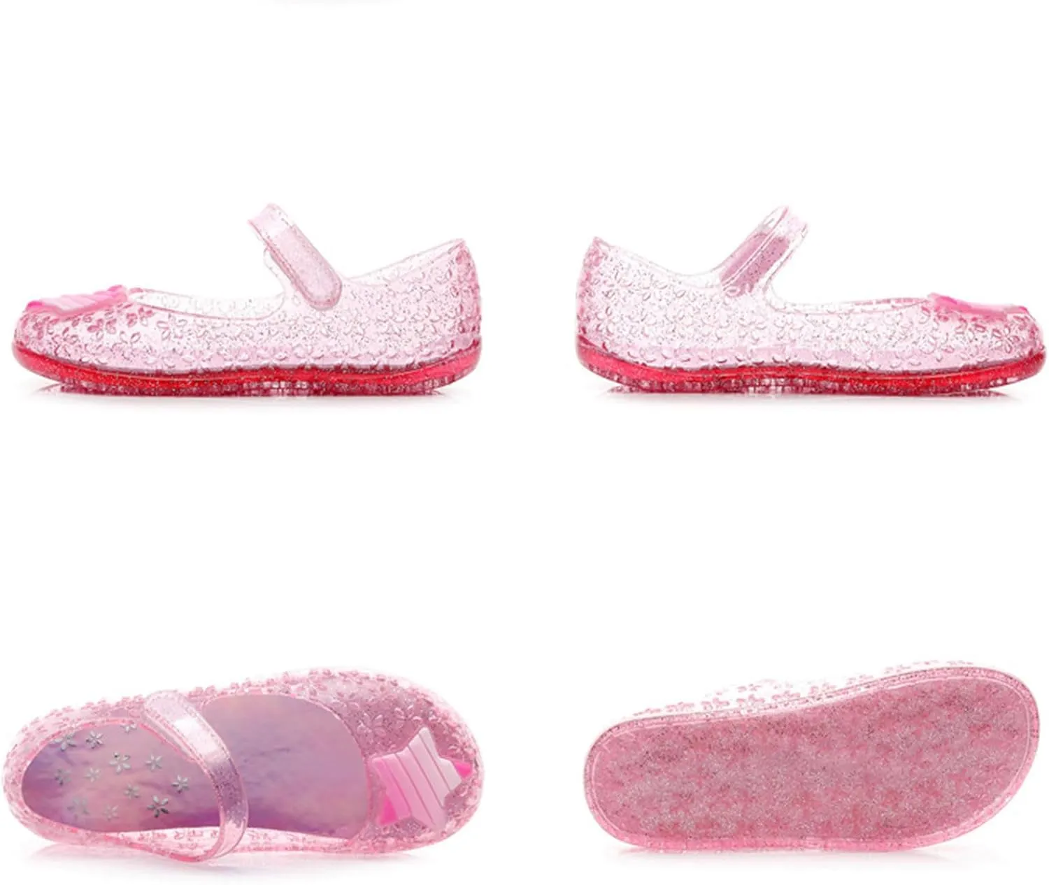 Glitter Jelly Sandals for Little Girls Kids Toddler Closed Toe Dance Party Star Mary Jane Shoes Summer Casual Flats