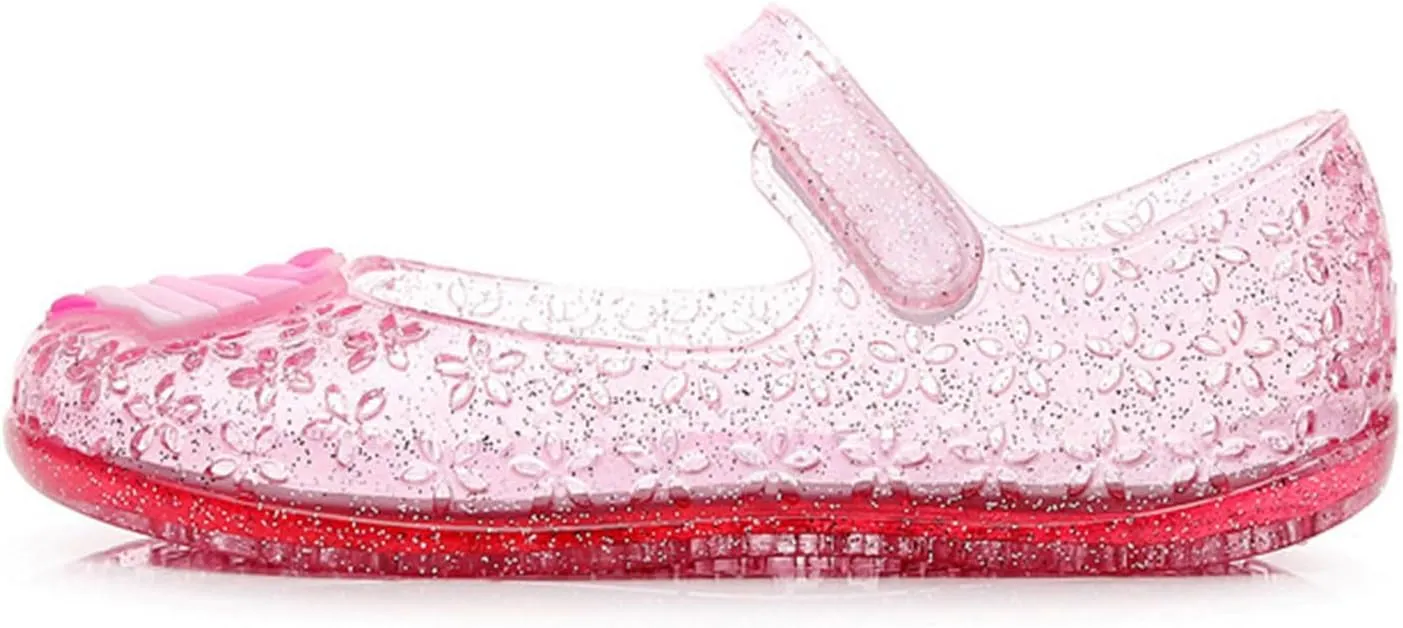 Glitter Jelly Sandals for Little Girls Kids Toddler Closed Toe Dance Party Star Mary Jane Shoes Summer Casual Flats
