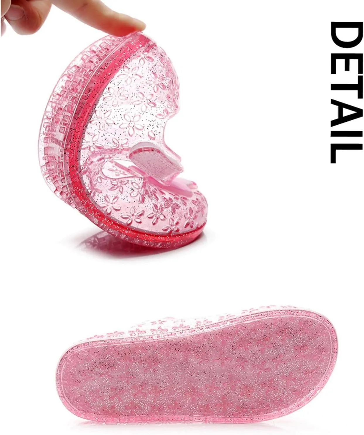 Glitter Jelly Sandals for Little Girls Kids Toddler Closed Toe Dance Party Star Mary Jane Shoes Summer Casual Flats