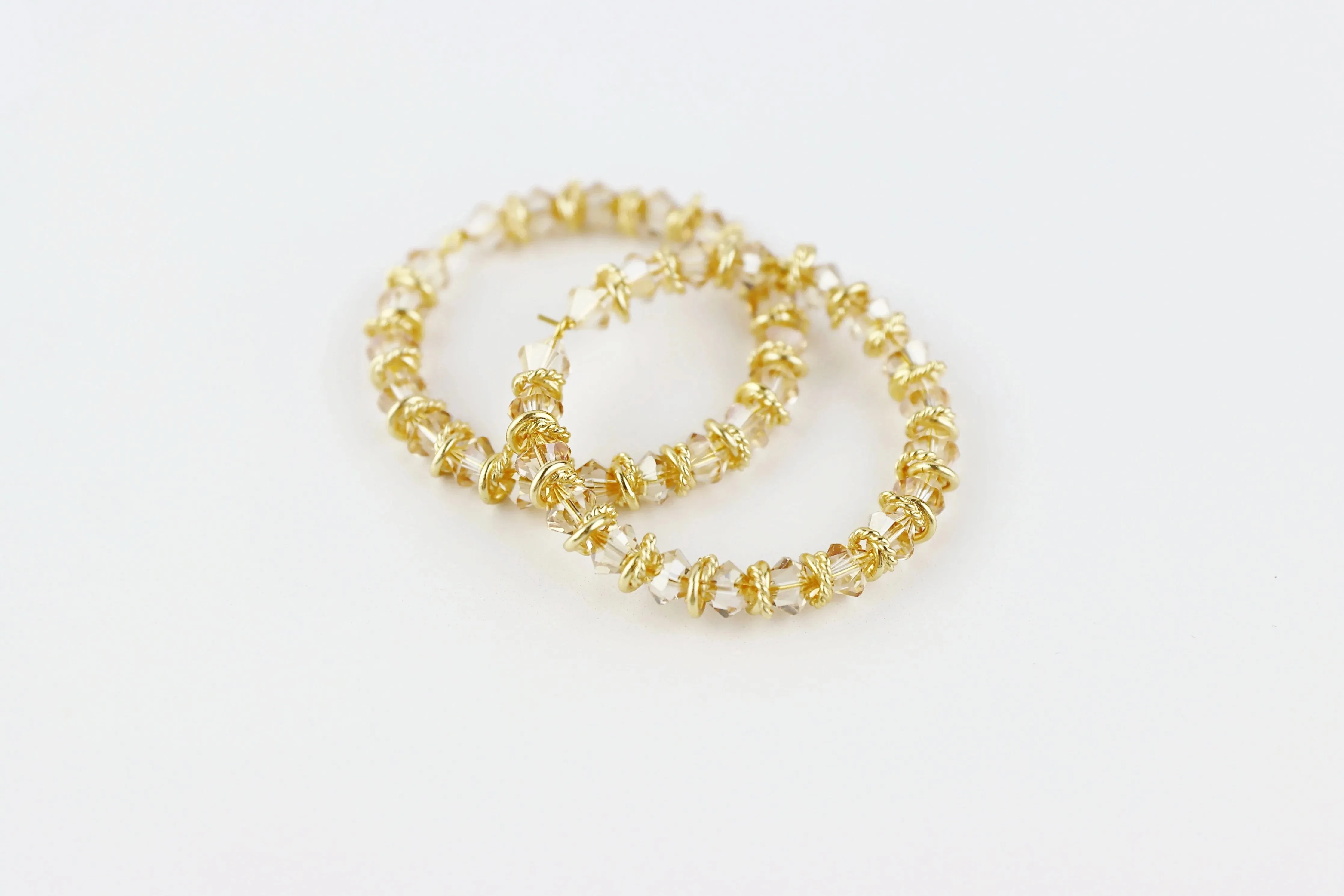 Golden Crystal Hoops