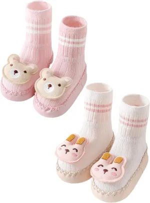 Happy Cherry Toddlers Anti-Skid Sock Shoes Baby Boys Girls First Walking Slippers Rubber Sole Indoor Slippers Shoes