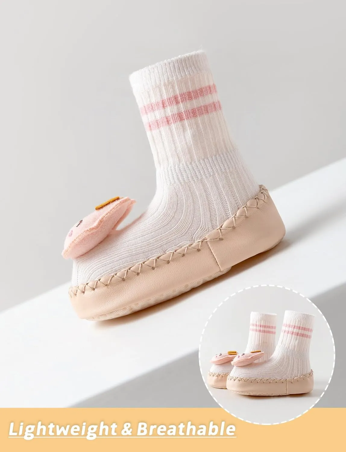 Happy Cherry Toddlers Anti-Skid Sock Shoes Baby Boys Girls First Walking Slippers Rubber Sole Indoor Slippers Shoes