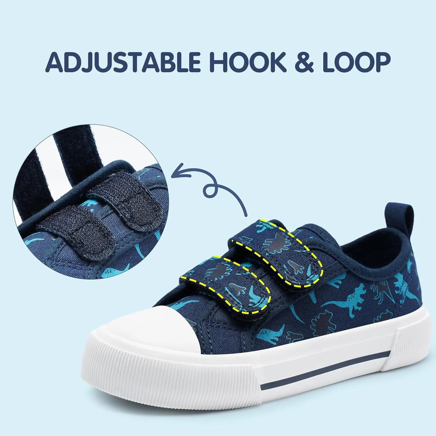 Harvest Land Toddler Kids Canvas Sneakers for Boys and Girls  Casual Walking Shoes with Double Hook-and-Loop Straps, Non-Slip Lightweight Trainers for Baby & Little Kids