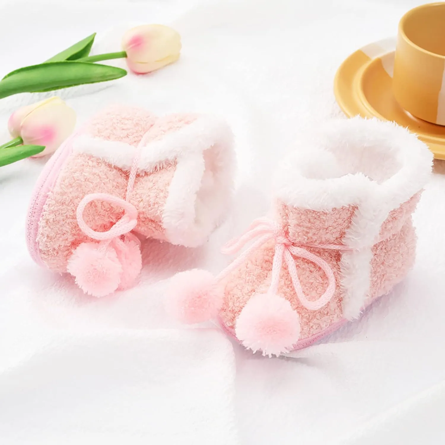 Infant Baby Boys Girls Booties Soft Non-Slip Sole Newborn Toddler First Walkers Crib Winter Warm Socks Snow Boots